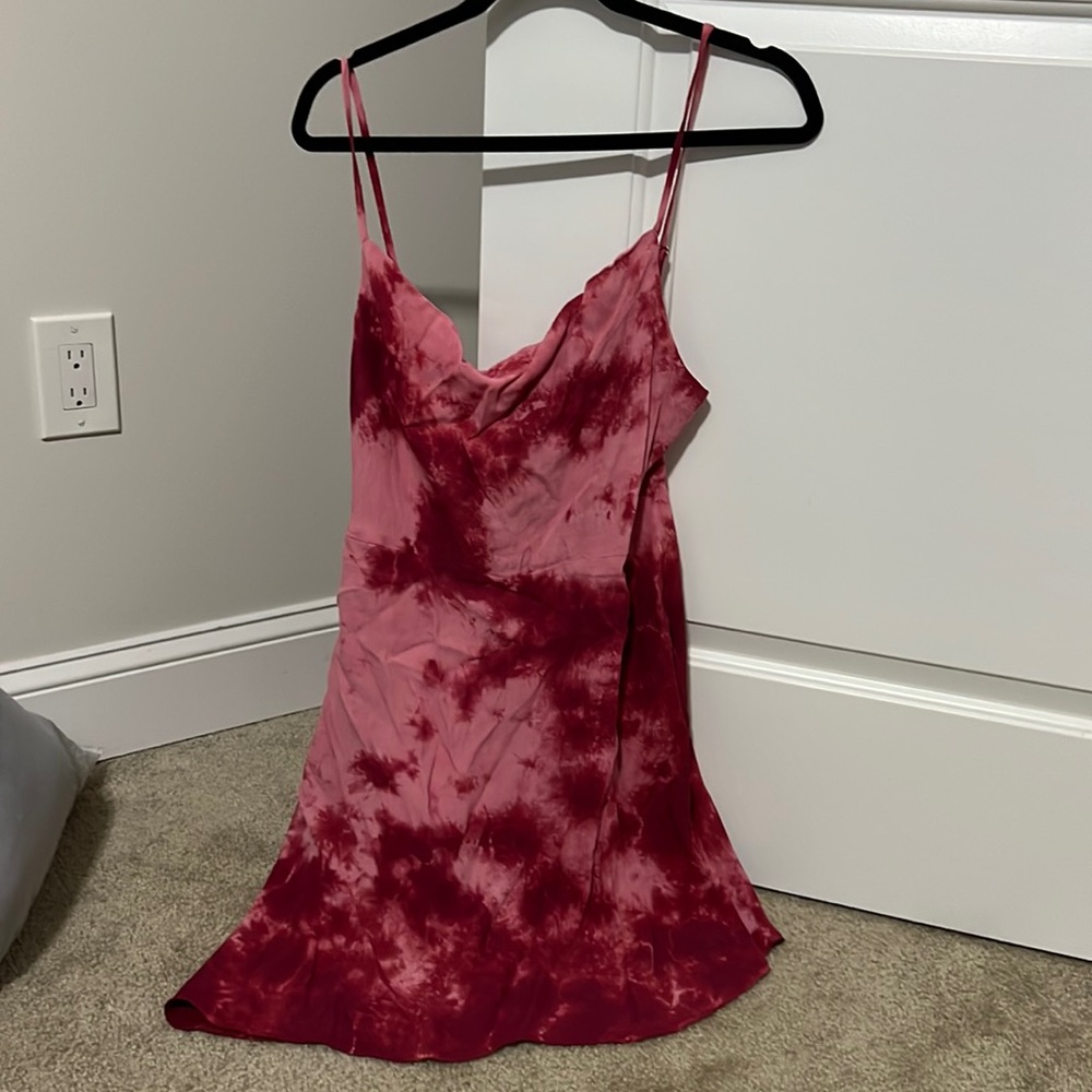 Pink tye dye cowl neck dress